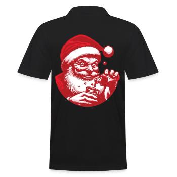 Santa Liebt Alkohol Weihnachten Fun - Männer Poloshirt - Schwarz - Hinten - Kai (181cm)