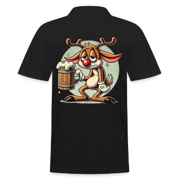 Funny reindeer for beer lovers - Men's Polo Shirt - black - Back - Kai (181cm)