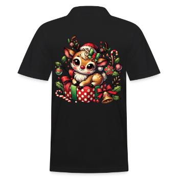 Christmas Reindeer On Gift - Men's Polo Shirt - black - Back - Kai (181cm)