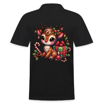 Christmas reindeer with gift - Men's Polo Shirt - black - Back - Kai (181cm)