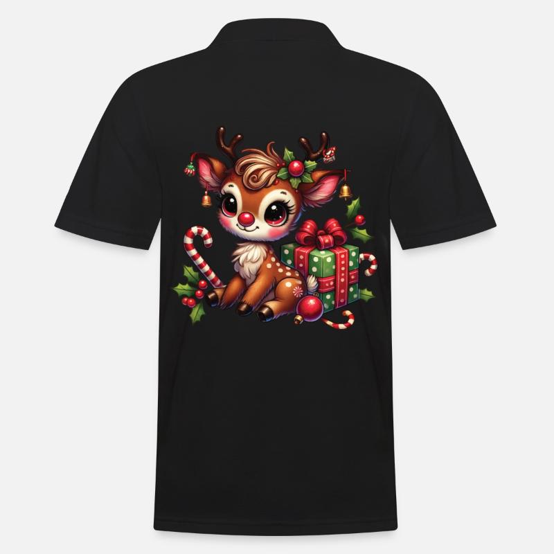 Renne de Noël avec cadeau - Polo Homme - noir