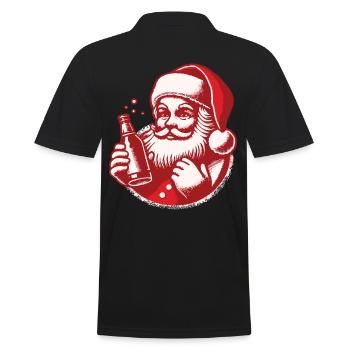 Weihnachtlicher Spaß Mit Santa Und Getränk - Männer Poloshirt - Schwarz - Hinten - Kai (181cm)