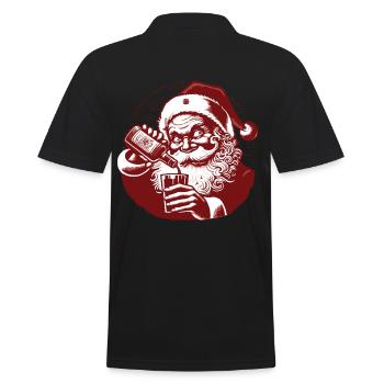 Santa Liebt Alkohol Weihnachten Humor - Männer Poloshirt - Schwarz - Hinten - Kai (181cm)