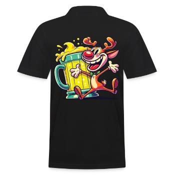 Renne de Noël avec chope de bière motif de dessin animé - Polo Homme - noir - Dos - Kai (181cm)