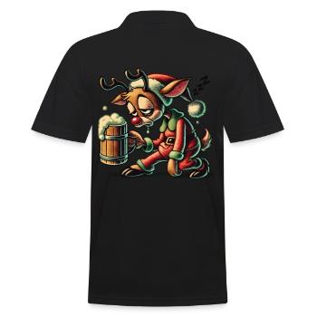 Funny Reindeer For Beer Lovers Party - Men's Polo Shirt - black - Back - Kai (181cm)