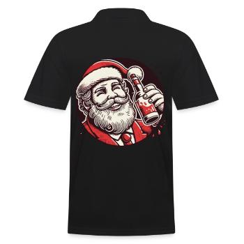 Santa Liebt Alkohol Weihnachtsfreude - Männer Poloshirt - Schwarz - Hinten - Kai (181cm)