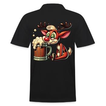 Lustiges Bier Rentier Mit Bierkrug Weihnachten - Männer Poloshirt - Schwarz - Hinten - Kai (181cm)