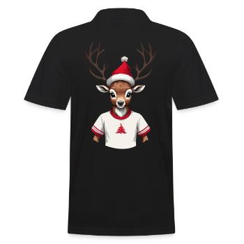 Renne de Noël avec chapeau de Père Noël - Polo Homme - noir - Dos - Kai (181cm)