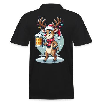 Christmas Reindeer Fun for Beer Lovers - Men's Polo Shirt - black - Back - Kai (181cm)