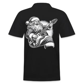 Rockender Weihnachtsmann Gitarre Spaß - Männer Poloshirt - Schwarz - Hinten - Kai (181cm)