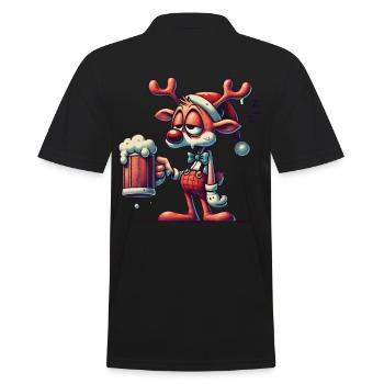 Renne drôle avec de la bière pour Noël - Polo Homme - noir - Dos - Kai (181cm)