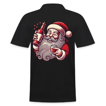 Christmas humor: Santa loves alcohol - Men's Polo Shirt - black - Back - Kai (181cm)