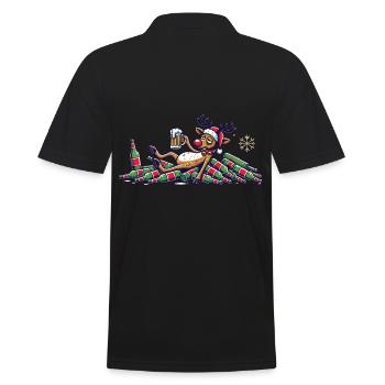 Lustiges Rentier Für Bierliebhaber Weihnachten - Männer Poloshirt - Schwarz - Hinten - Kai (181cm)