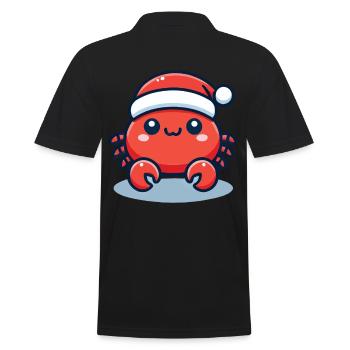Fröhliche Krabbe Weihnachten Hut - Männer Poloshirt - Schwarz - Hinten - Kai (181cm)