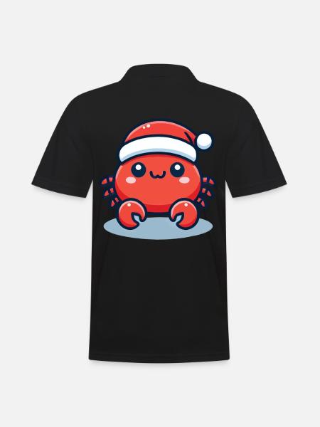 Merry Crab Christmas Hat - Men's Polo Shirt - black