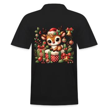 Mignon renne avec décoration de Noël - Polo Homme - noir - Dos - Kai (181cm)