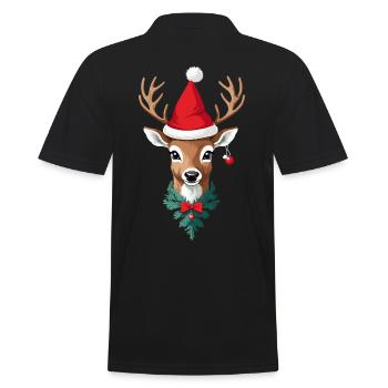 Joyeux Noël Renne avec chapeau - Polo Homme - noir - Dos - Kai (181cm)