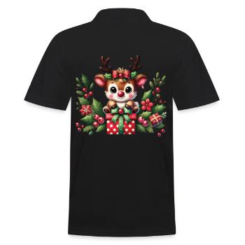 Christmas reindeer fun with gifts - Men's Polo Shirt - black - Back - Kai (181cm)