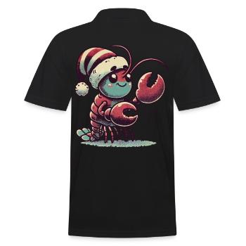 Weihnachten Hummer Mit Weihnachtsmütze - Männer Poloshirt - Schwarz - Hinten - Kai (181cm)