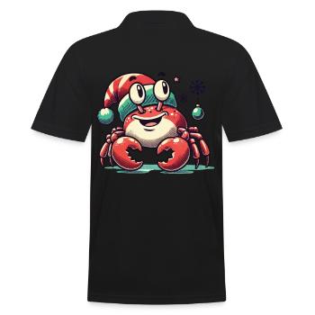 Weihnachtliche Krabbe Freude Mit Mütze - Männer Poloshirt - Schwarz - Hinten - Kai (181cm)