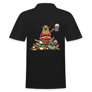 Funny Beer Reindeer Christmas Beer Lover - Men's Polo Shirt - black - Back - Kai (181cm)