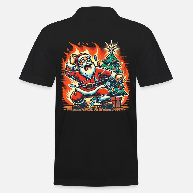 Stromschlag Weihnachtsmann Katastrophe - Männer Poloshirt - Schwarz