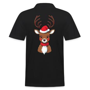 Christmas reindeer with cap - Men's Polo Shirt - black - Back - Kai (181cm)