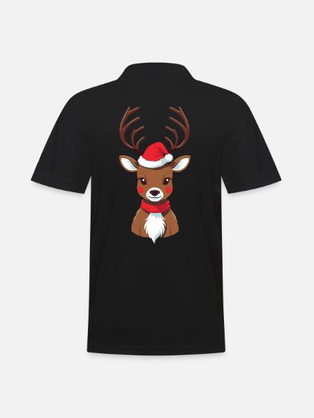 Christmas reindeer with cap - Men's Polo Shirt - black
