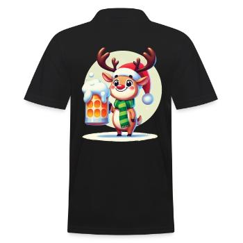 Bier und Weihnachtliches Rentier Mit Bierkrug - Männer Poloshirt - Schwarz - Hinten - Kai (181cm)