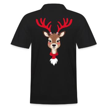 Weihnachtliches Rentier Mit Schal - Männer Poloshirt - Schwarz - Hinten - Kai (181cm)