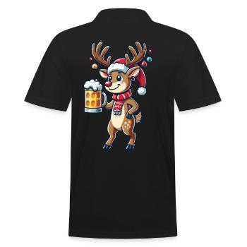Funny Christmas Reindeer for Beer Lovers - Men's Polo Shirt - black - Back - Kai (181cm)