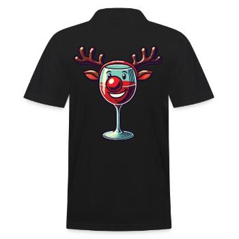 Weihnachtliches Weinglas Rentier Lächeln - Männer Poloshirt - Schwarz - Hinten - Kai (181cm)