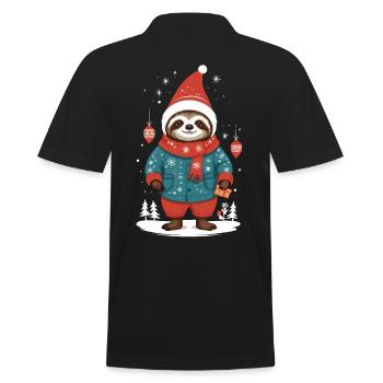 Paresseux de Noël confortable dans la forêt d’hiver - Polo Homme - noir - Dos - Kai (181cm)