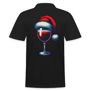 Festliches Weihnachtsweinglas Motiv - Männer Poloshirt - Schwarz - Hinten - Kai (181cm)