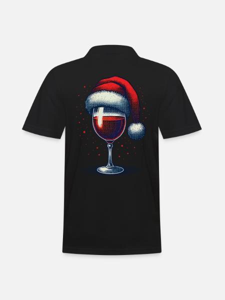 Festliches Weihnachtsweinglas Motiv - Männer Poloshirt - Schwarz