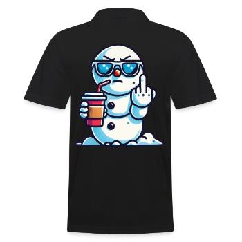 Cooler Schneemann Mit Statement - Männer Poloshirt - Schwarz - Hinten - Kai (181cm)