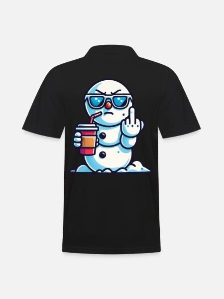 Cool snowman with statement - Men's Polo Shirt - black