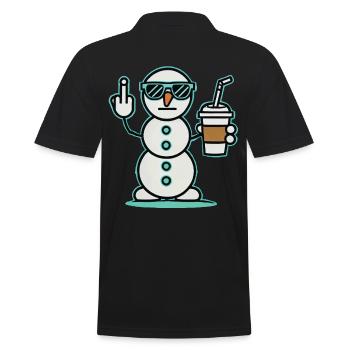 Bonhomme de neige cool avec lunettes de soleil et boisson - Polo Homme - noir - Dos - Kai (181cm)