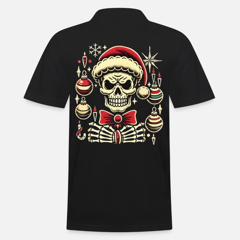 Crâne de squelette de Noël - Polo Homme - noir