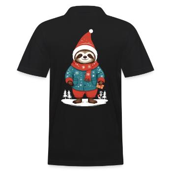 Gemütlicher Weihnachtsfaultier Winter Design - Männer Poloshirt - Schwarz - Hinten - Kai (181cm)