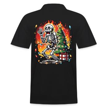 Christmas Chaos Skeleton Funny - Men's Polo Shirt - black - Back - Kai (181cm)