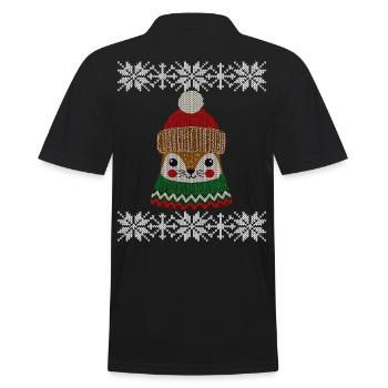 Écureuil d’hiver mignon avec chapeau tricoté - Polo Homme - noir - Dos - Kai (181cm)