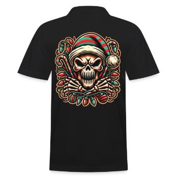Skull Christmas Skull Spooky Holidays - Men's Polo Shirt - black - Back - Kai (181cm)