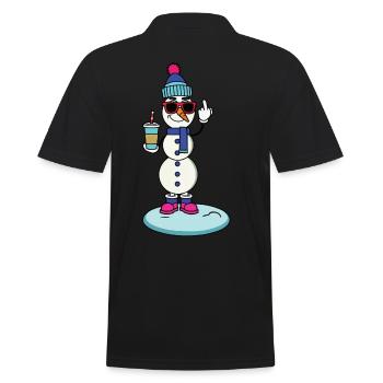 Cooler Schneemann Mit Eiskaffee Und Sonnenbrille - Männer Poloshirt - Schwarz - Hinten - Kai (181cm)