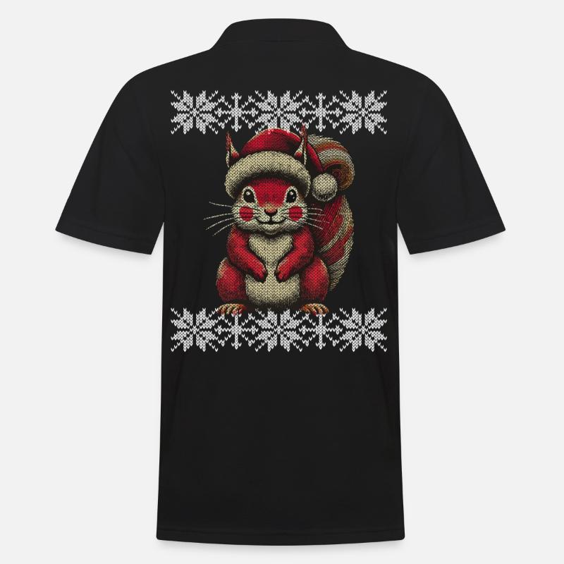 Écureuil de Noël avec chapeau - Polo Homme - noir