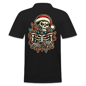 Merry Christmas Time Skeleton with Fairy Lights - Men's Polo Shirt - black - Back - Kai (181cm)