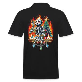 Christmas Skeleton Fairy Lights Christmas Chaos - Men's Polo Shirt - black - Back - Kai (181cm)