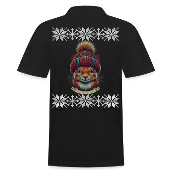 Winter squirrel with cap - Men's Polo Shirt - black - Back - Kai (181cm)