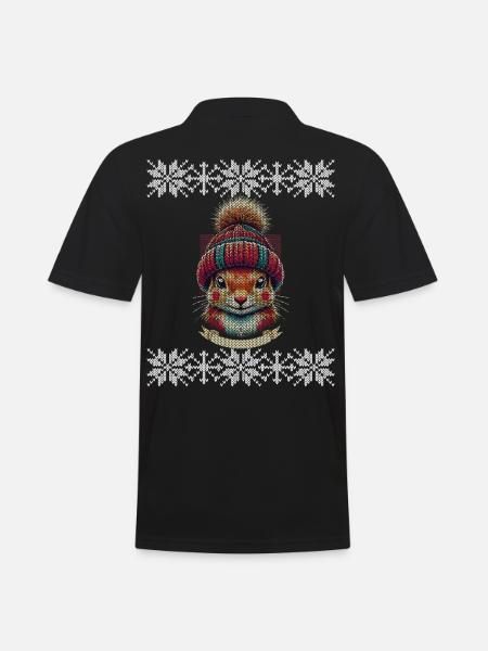 Winter squirrel with cap - Men's Polo Shirt - black