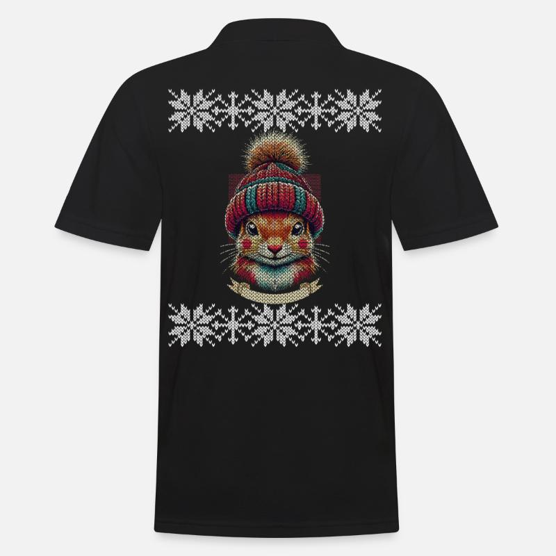 Winter squirrel with cap - Men's Polo Shirt - black